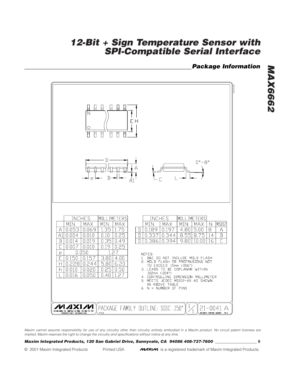 Rainbow Electronics MAX6662 User Manual | Page 9 / 9