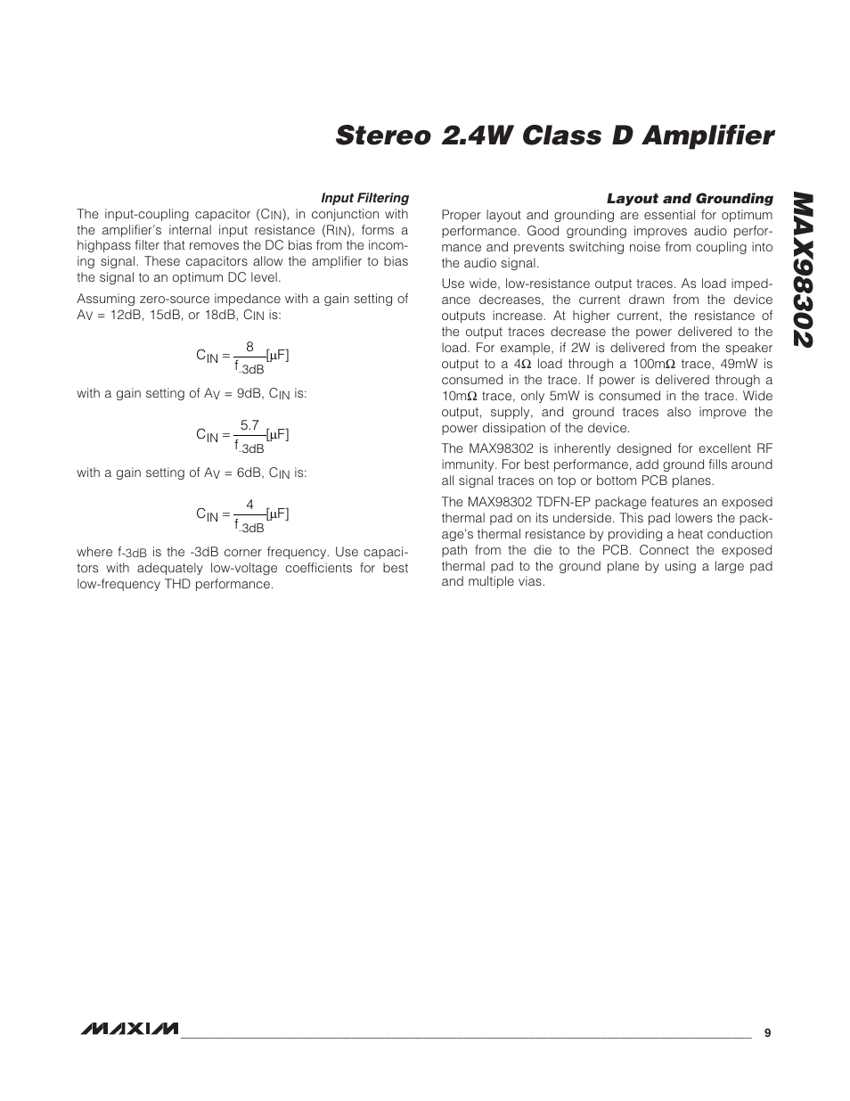 Rainbow Electronics MAX98302 User Manual | Page 9 / 13
