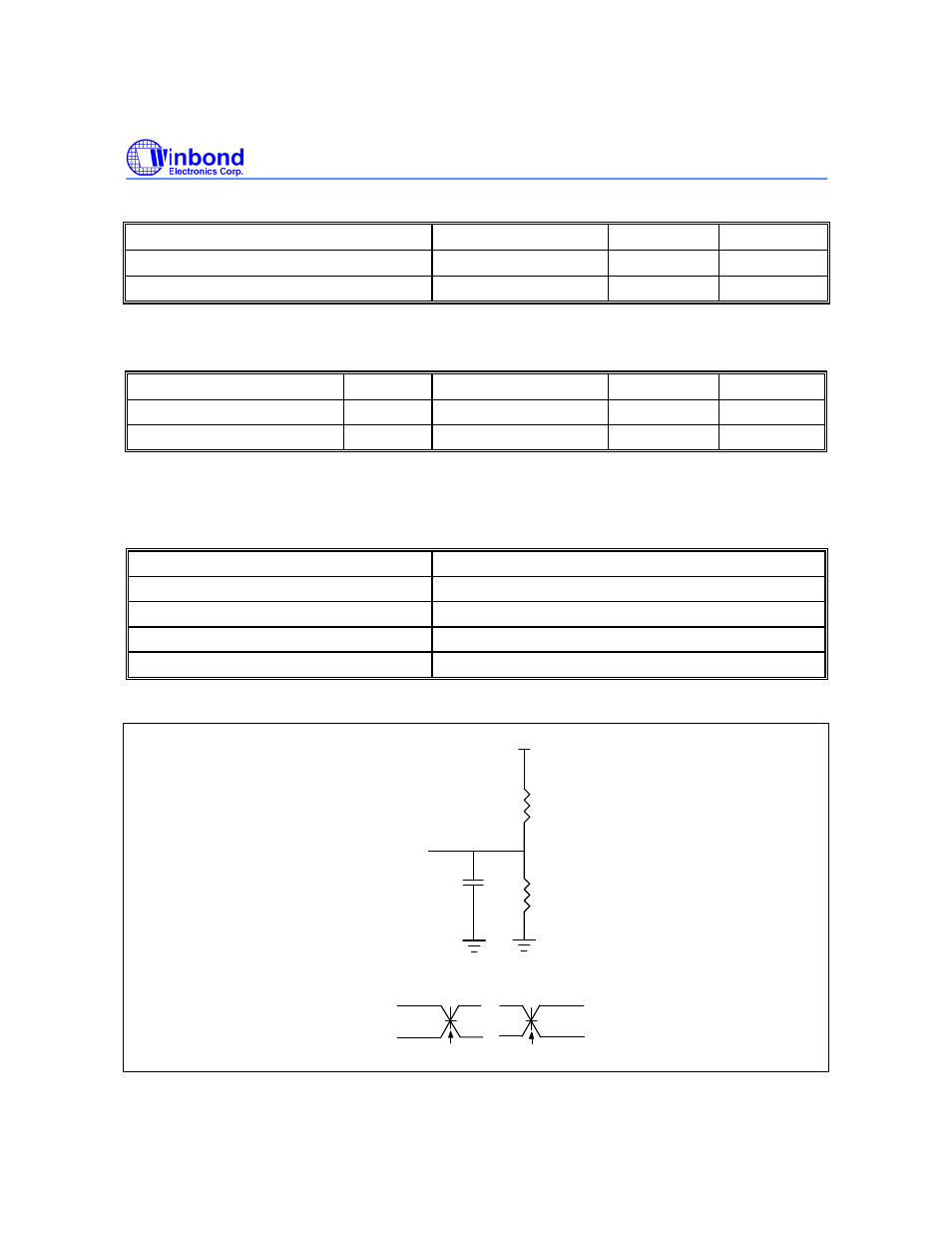 Capacitance, Ac characteristics, Power-up timing | Ac test conditions, Ac test load and waveform | Rainbow Electronics W29C040 User Manual | Page 11 / 20