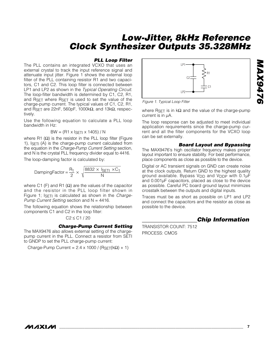 Chip information | Rainbow Electronics MAX9476 User Manual | Page 7 / 8