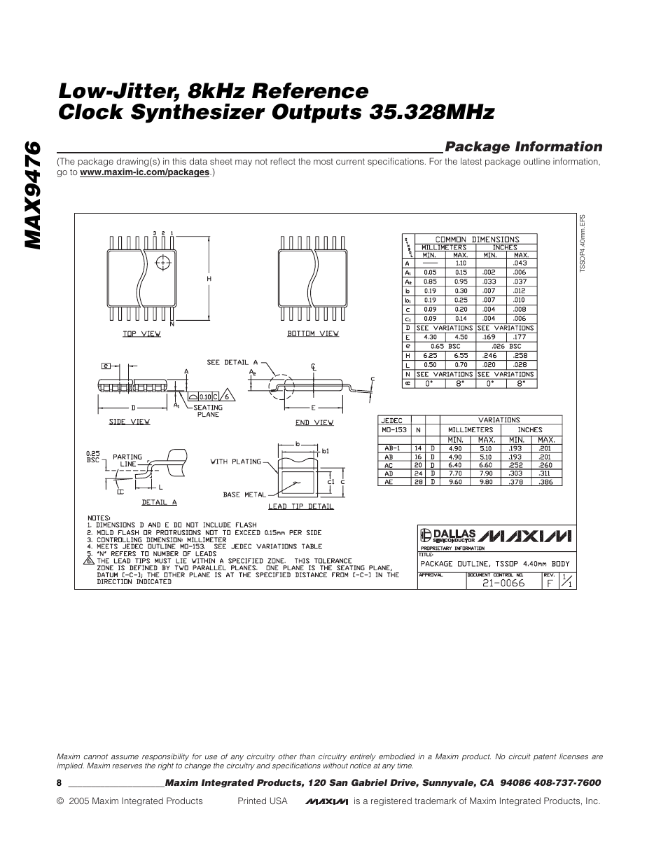 Rainbow Electronics MAX9476 User Manual | Page 8 / 8