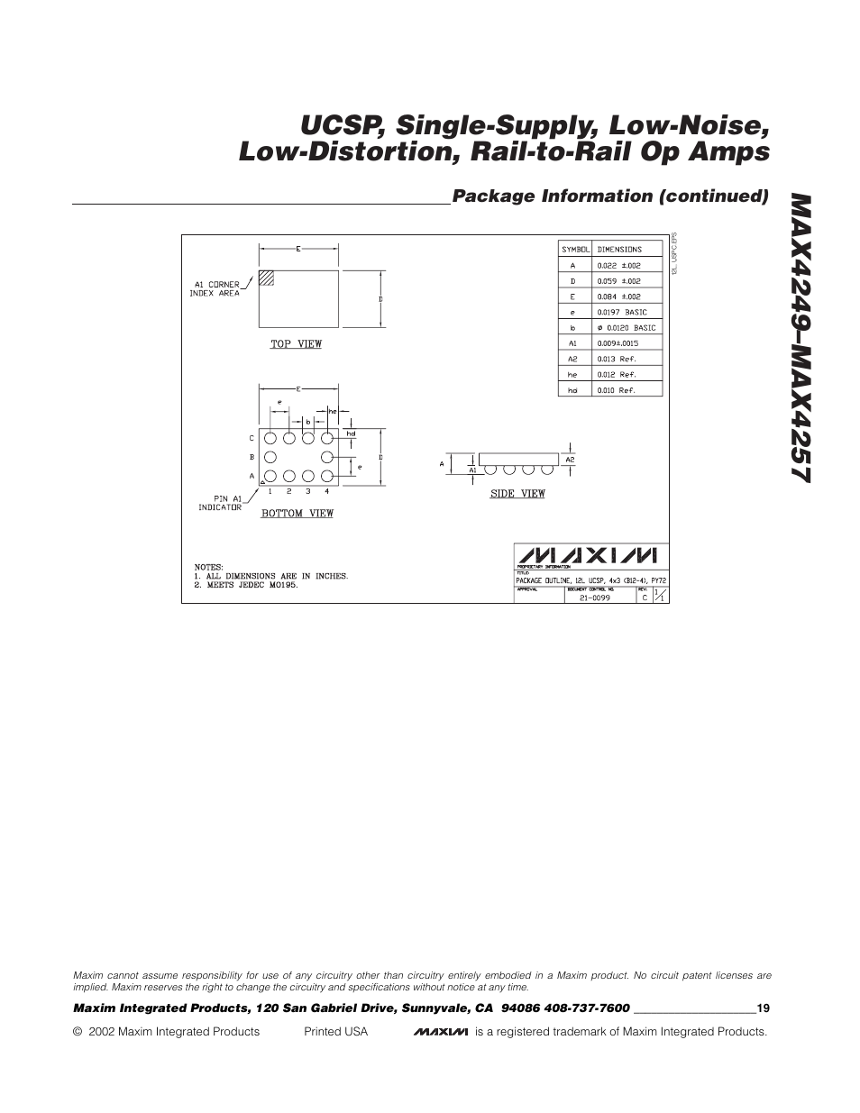 Rainbow Electronics MAX4249_MAX4257 User Manual | Page 19 / 19