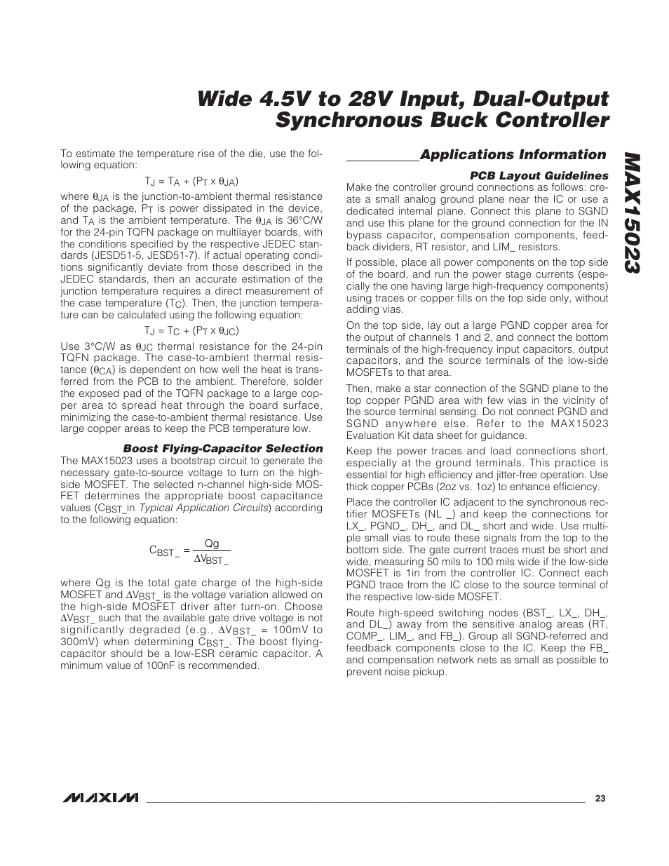 Applications information | Rainbow Electronics MAX15023 User Manual | Page 23 / 27