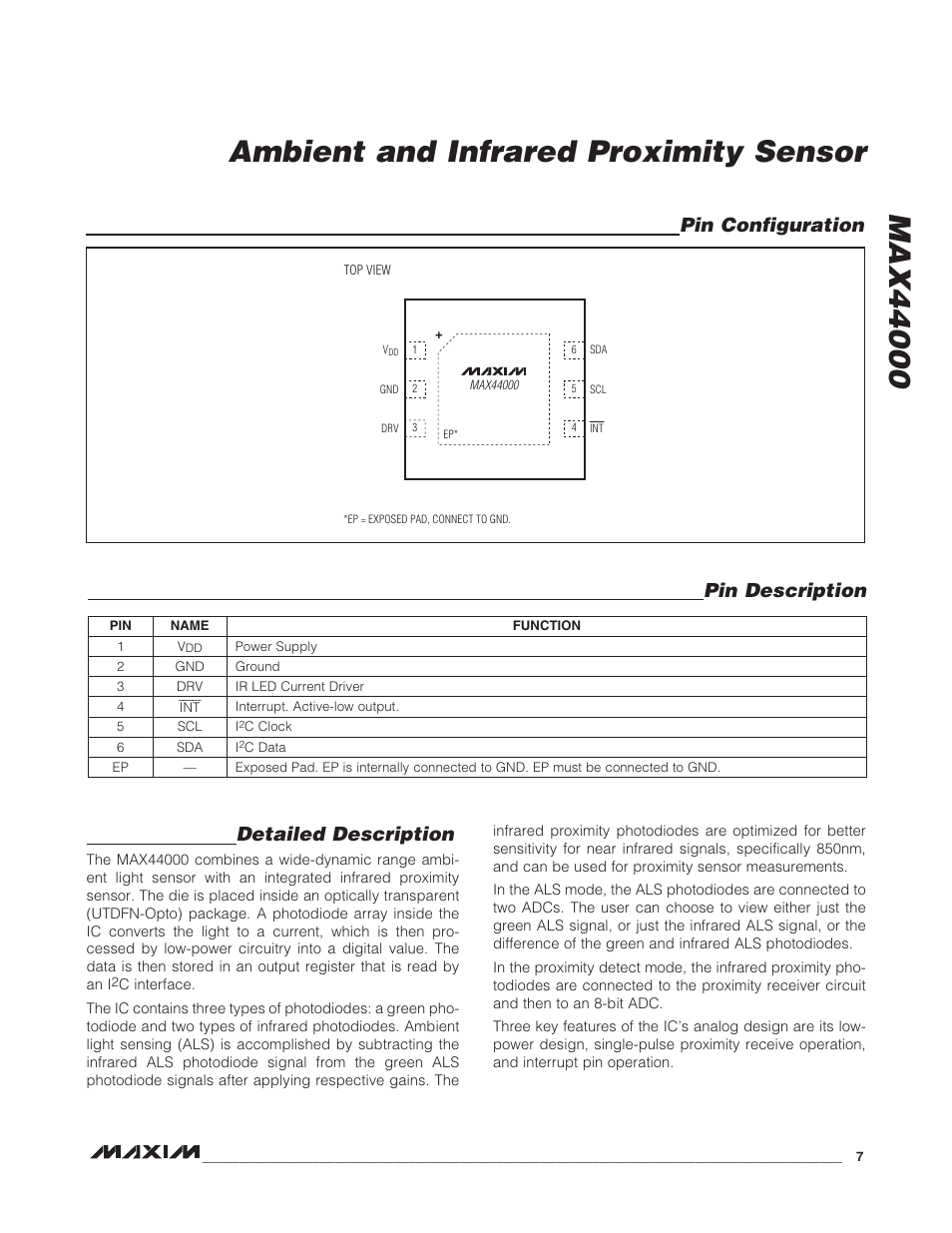 Rainbow Electronics MAX44000 User Manual | Page 7 / 24