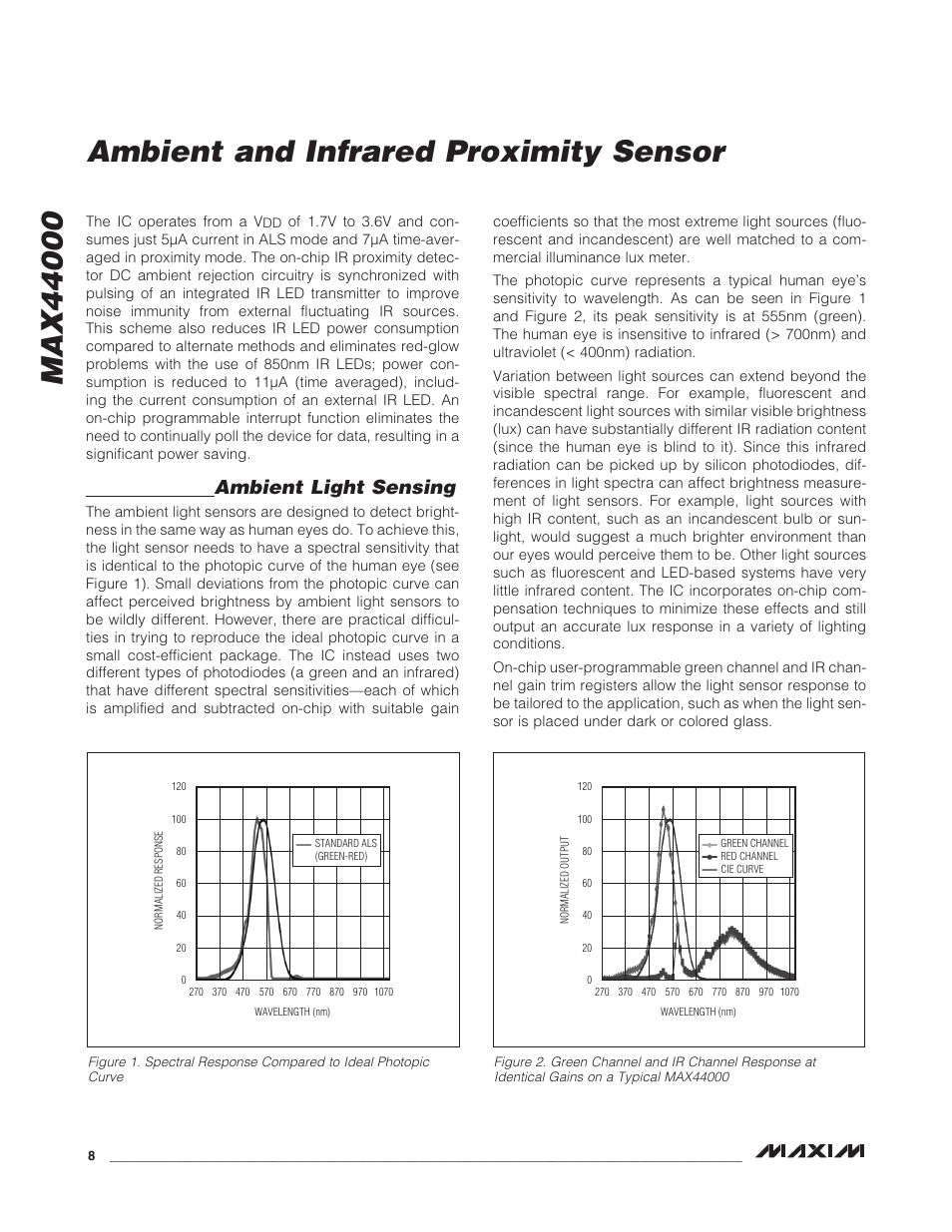 Ambient light sensing | Rainbow Electronics MAX44000 User Manual | Page 8 / 24