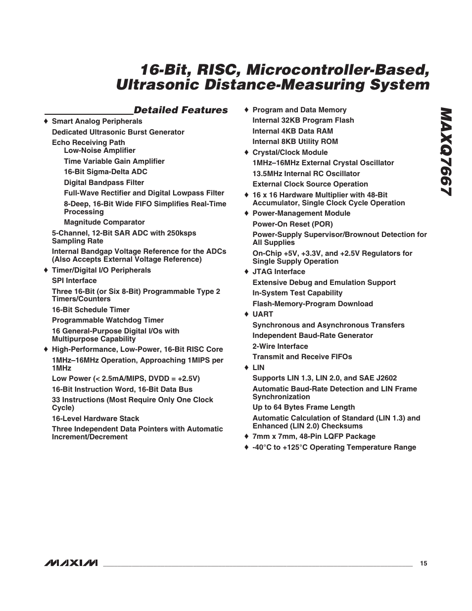 Detailed features | Rainbow Electronics MAXQ7667 User Manual | Page 15 / 40