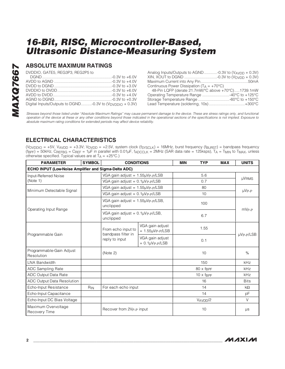 Rainbow Electronics MAXQ7667 User Manual | Page 2 / 40