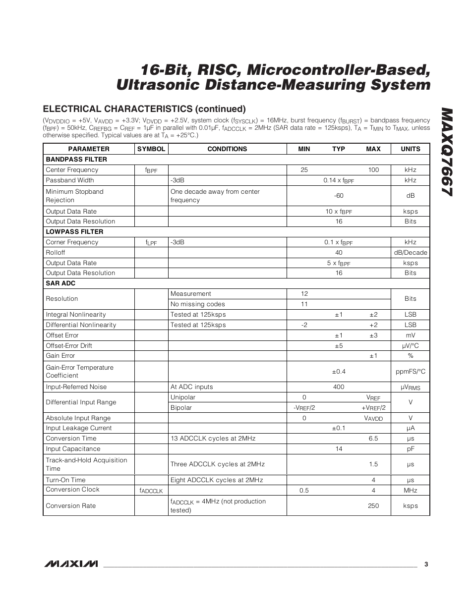 Electrical characteristics (continued) | Rainbow Electronics MAXQ7667 User Manual | Page 3 / 40