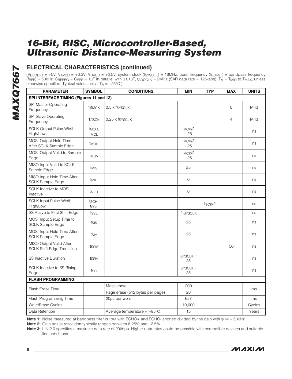 Electrical characteristics (continued) | Rainbow Electronics MAXQ7667 User Manual | Page 8 / 40