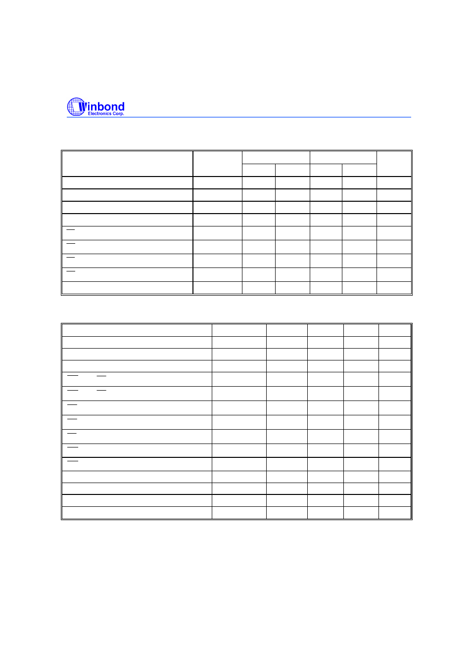 Read cycle timing parameters, Byte/page-write cycle timing parameters | Rainbow Electronics W29EE011 User Manual | Page 11 / 20