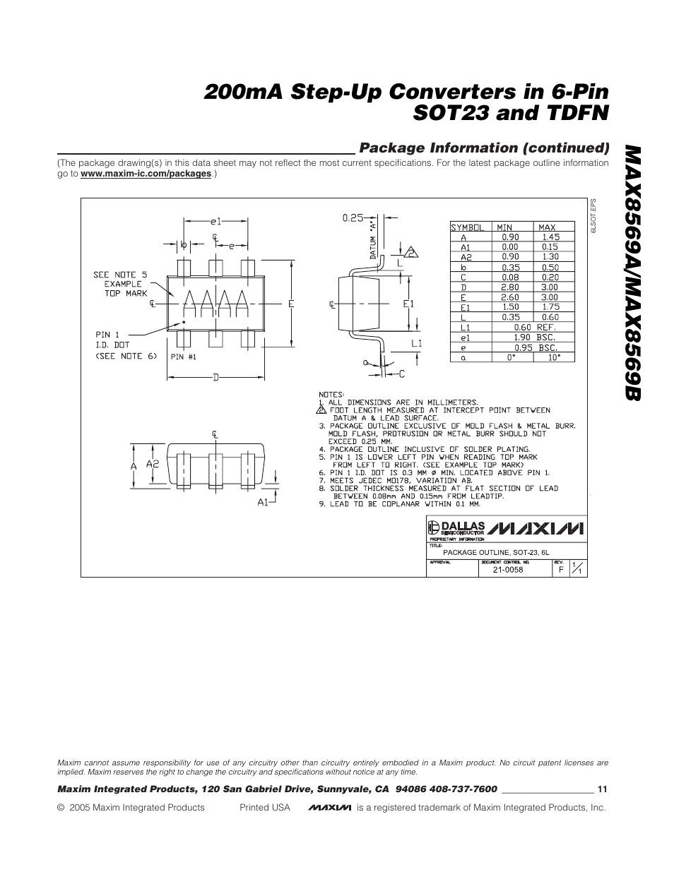 Rainbow Electronics MAX8569B User Manual | Page 11 / 11