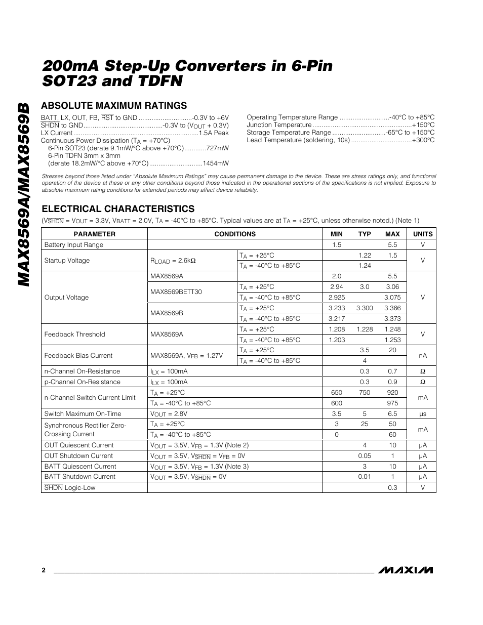 Rainbow Electronics MAX8569B User Manual | Page 2 / 11