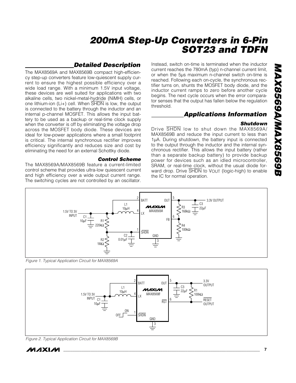 Detailed description, Applications information | Rainbow Electronics MAX8569B User Manual | Page 7 / 11