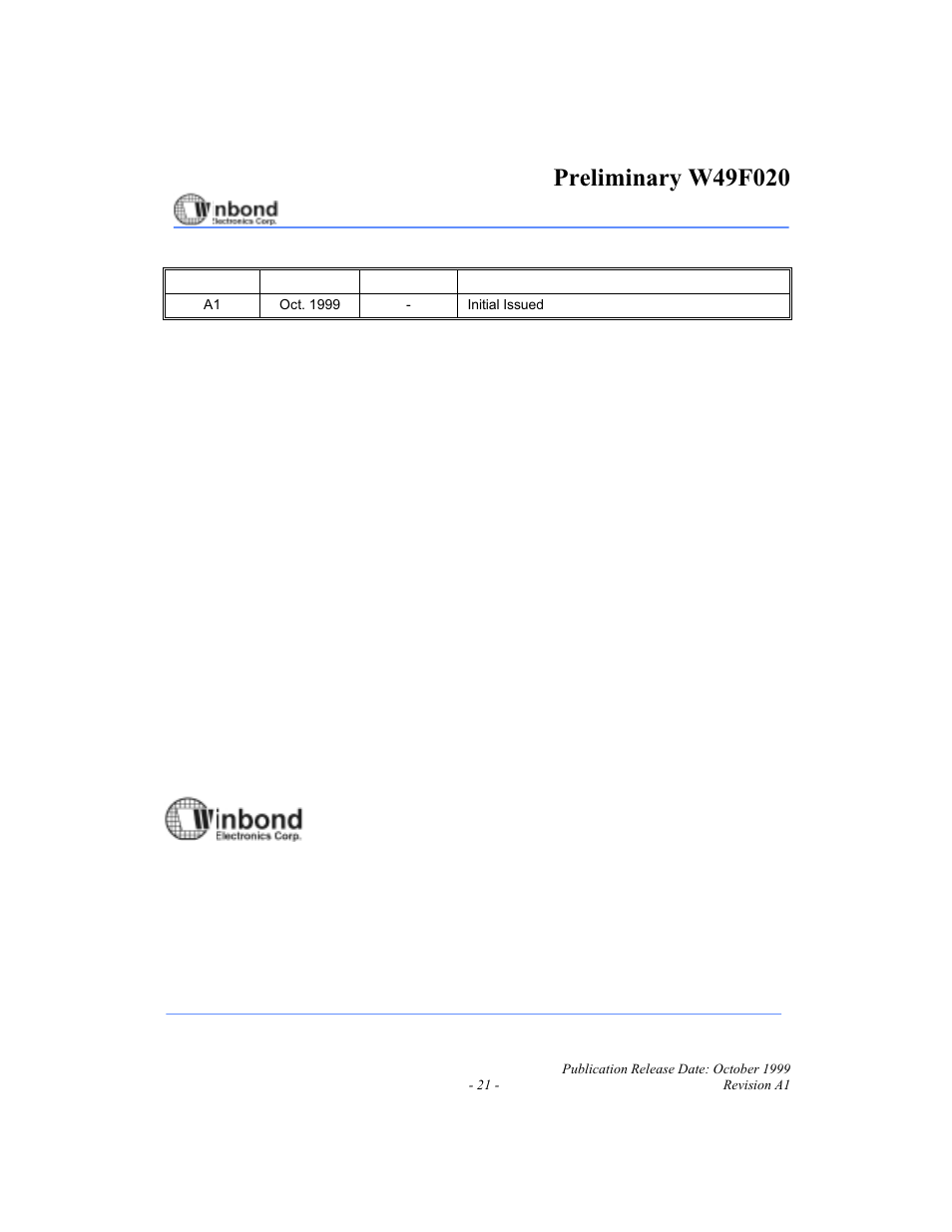 Rainbow Electronics W49F020 User Manual | Page 21 / 21