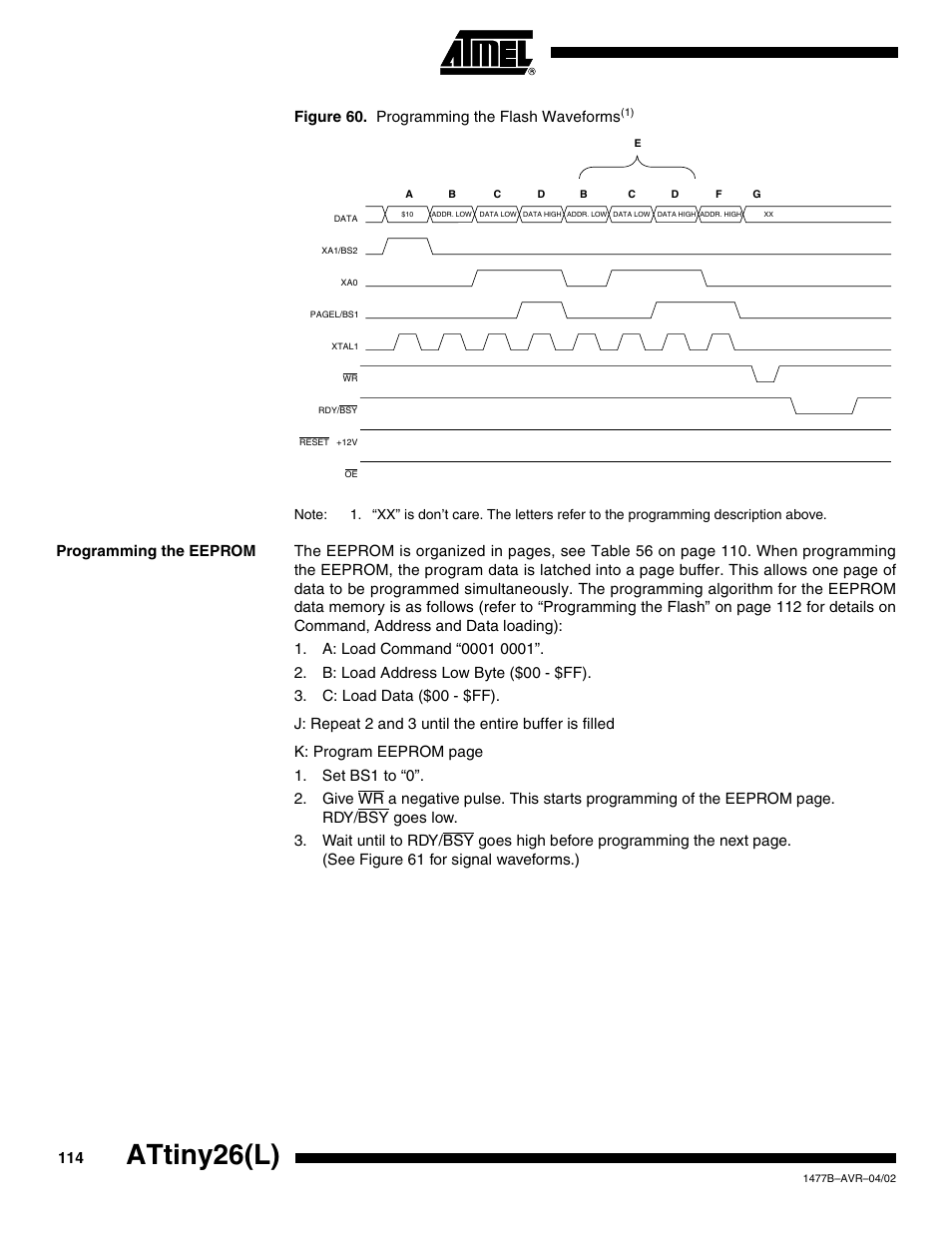 Programming the eeprom, Figure 60, Attiny26(l) | Rainbow Electronics ATtiny26L User Manual | Page 114 / 151