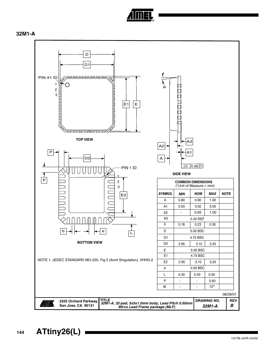 32m1-a, Attiny26(l) | Rainbow Electronics ATtiny26L User Manual | Page 144 / 151