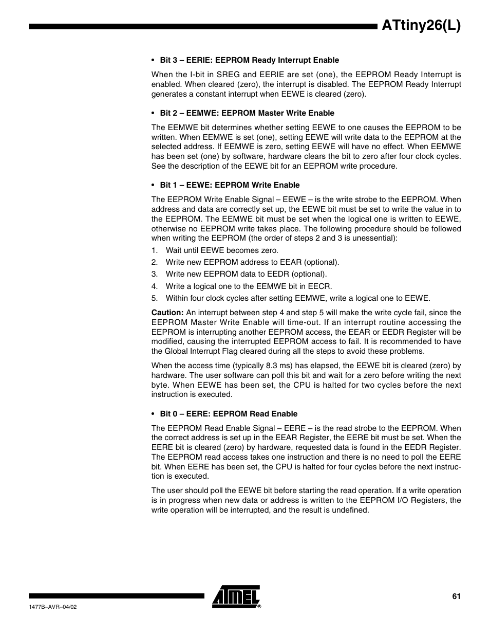 Attiny26(l) | Rainbow Electronics ATtiny26L User Manual | Page 61 / 151