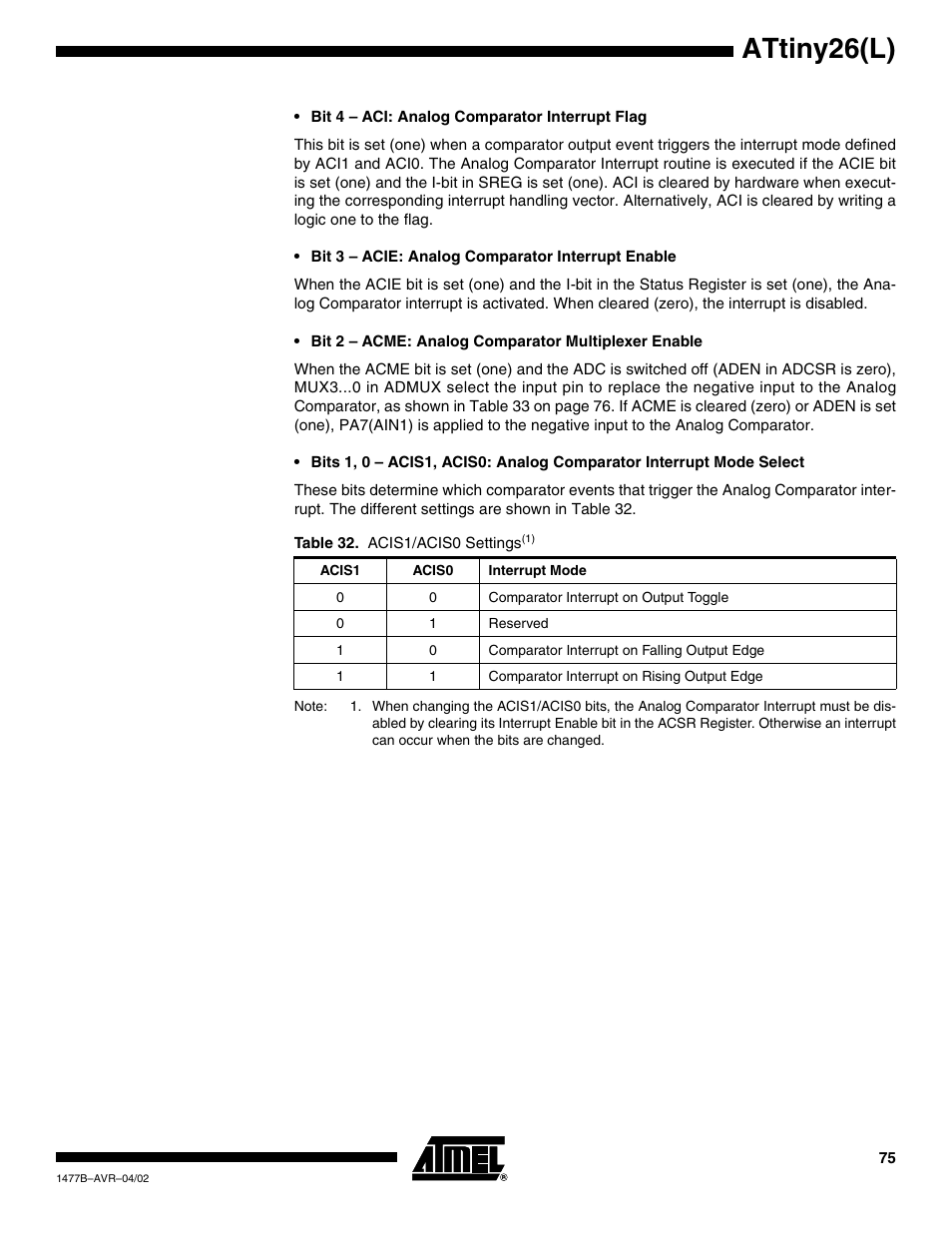 Attiny26(l) | Rainbow Electronics ATtiny26L User Manual | Page 75 / 151