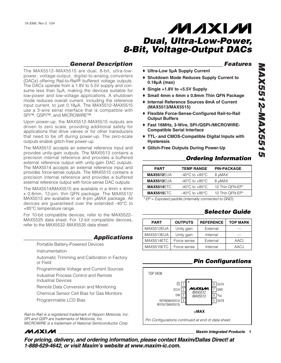 Rainbow Electronics MAX5515 User Manual | 23 pages