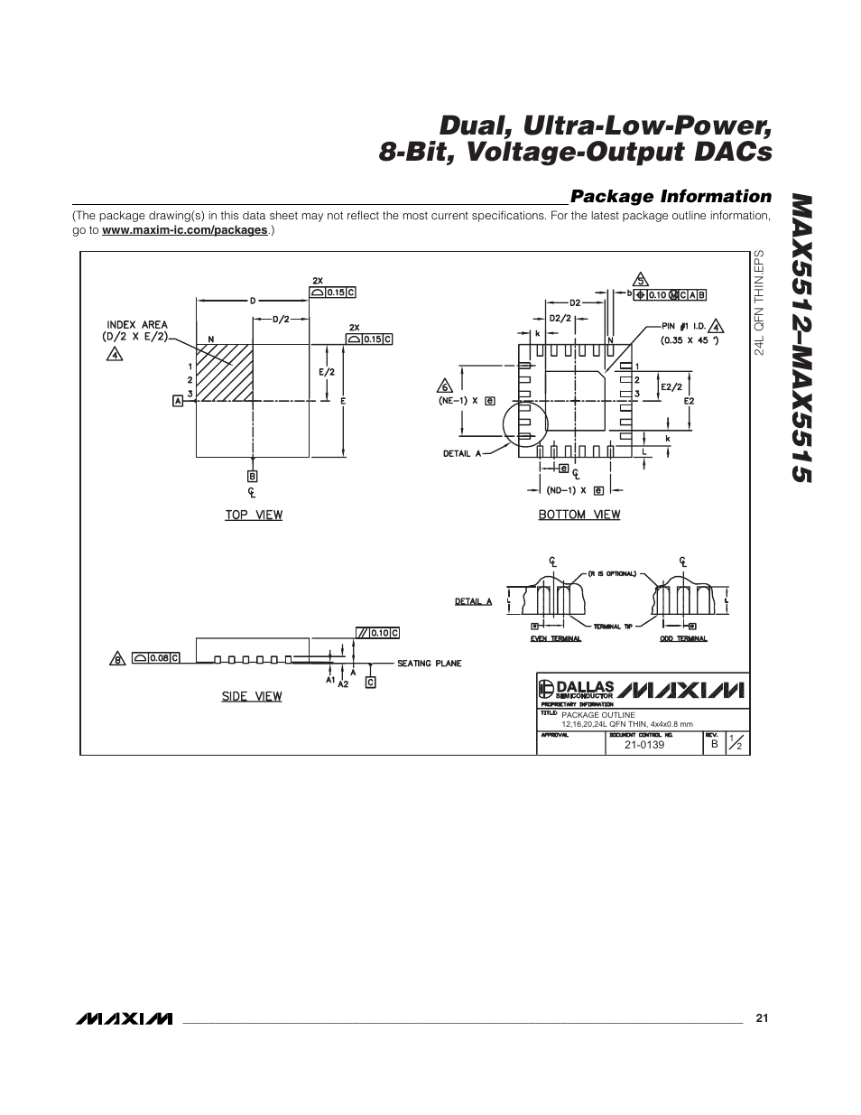 Package information | Rainbow Electronics MAX5515 User Manual | Page 21 / 23