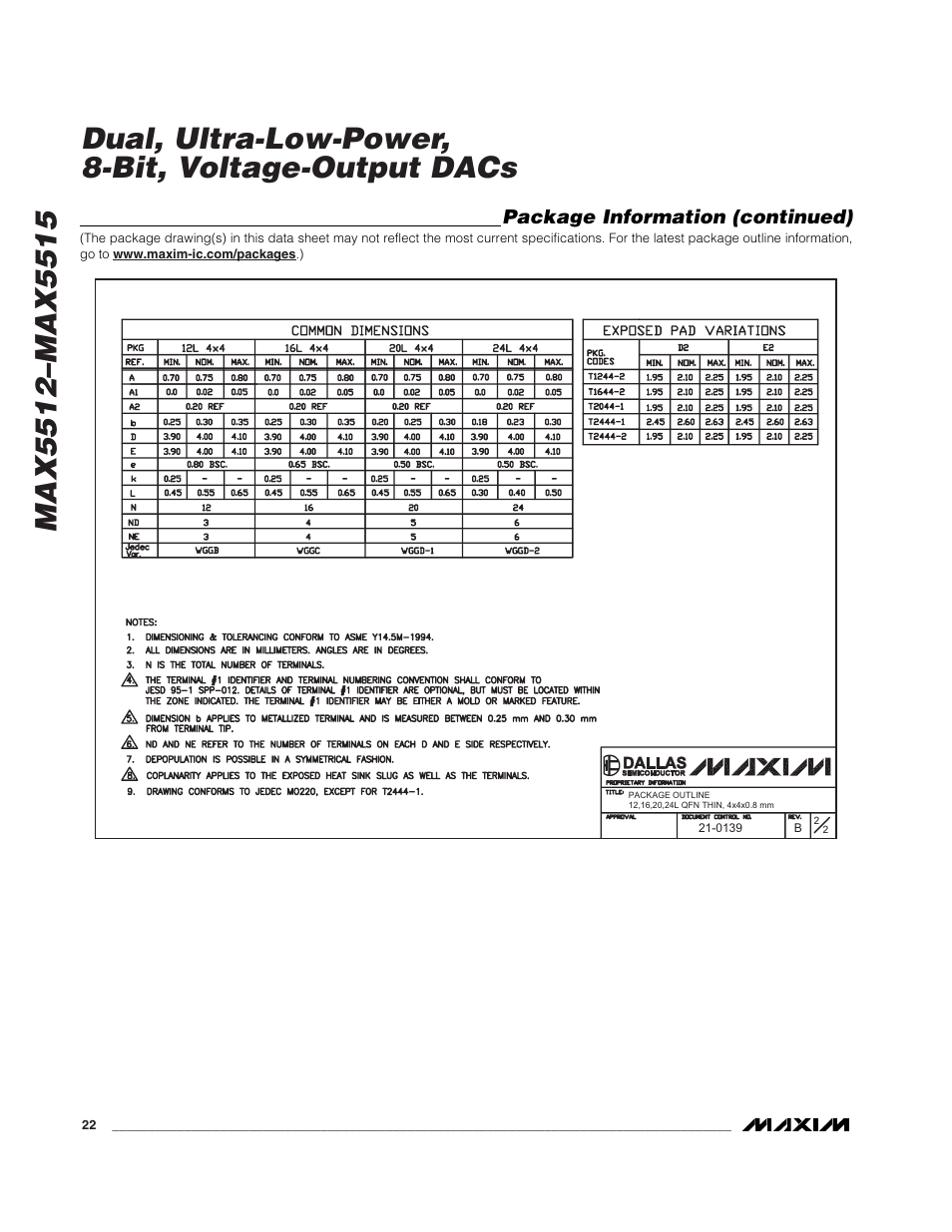 Package information (continued) | Rainbow Electronics MAX5515 User Manual | Page 22 / 23