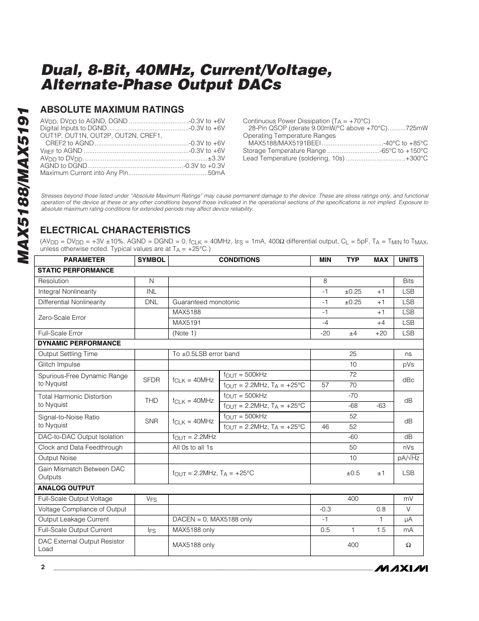 Rainbow Electronics MAX5191 User Manual | Page 2 / 14