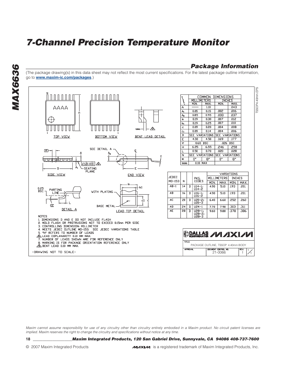 Package information | Rainbow Electronics MAX6636 User Manual | Page 18 / 18