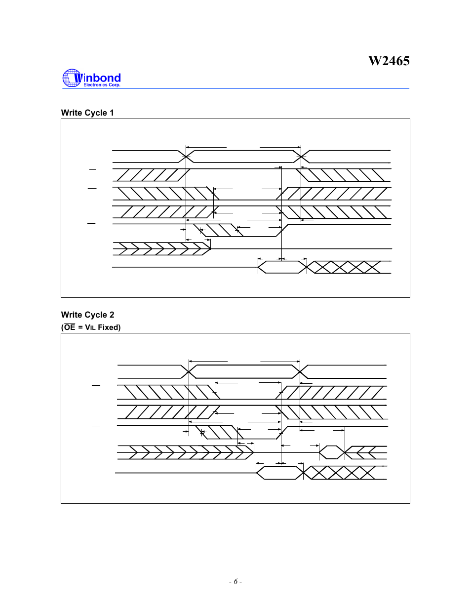 W2465, Write cycle 1, Write cycle 2 | Oe = v, Fixed) | Rainbow Electronics W2465 User Manual | Page 6 / 10