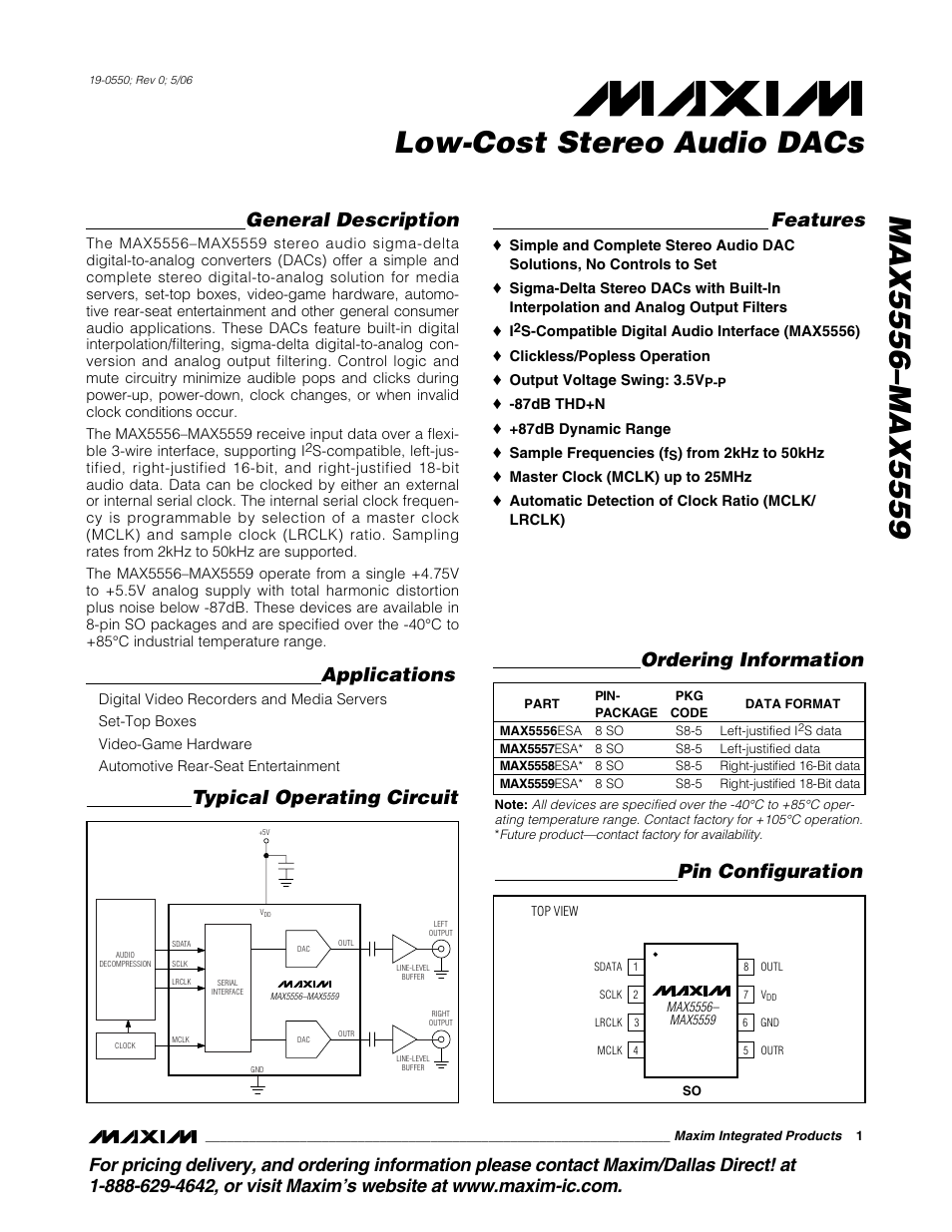 Rainbow Electronics MAX5559 User Manual | 19 pages
