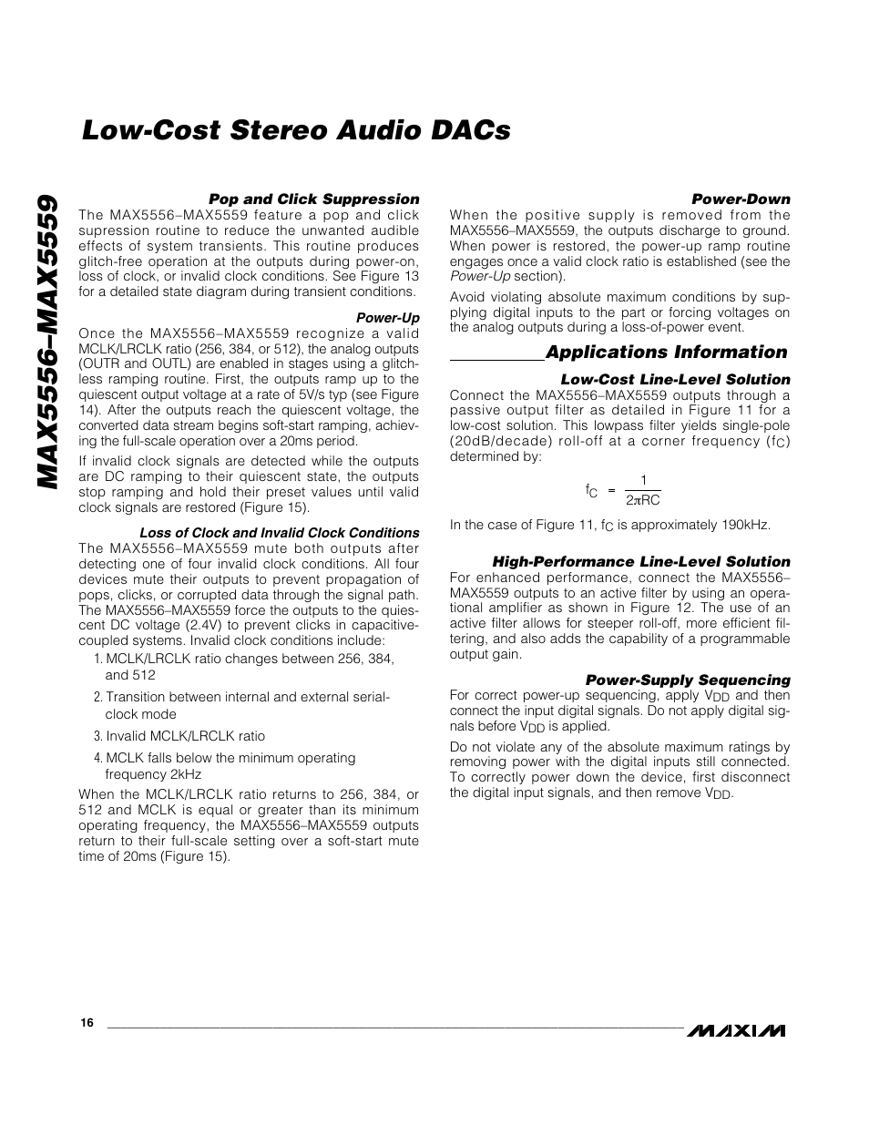 Applications information | Rainbow Electronics MAX5559 User Manual | Page 16 / 19