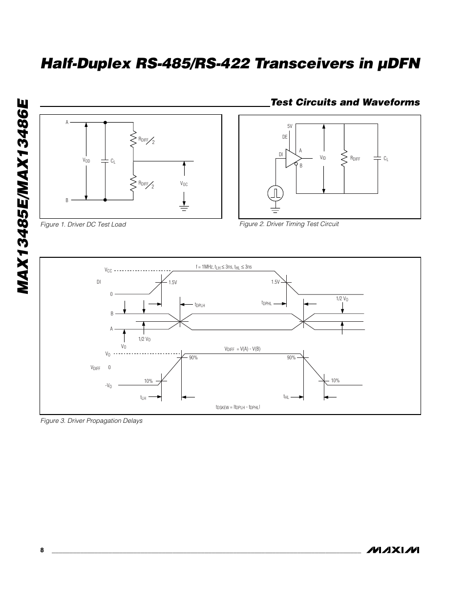 Test circuits and waveforms | Rainbow Electronics MAX13486E User Manual | Page 8 / 16
