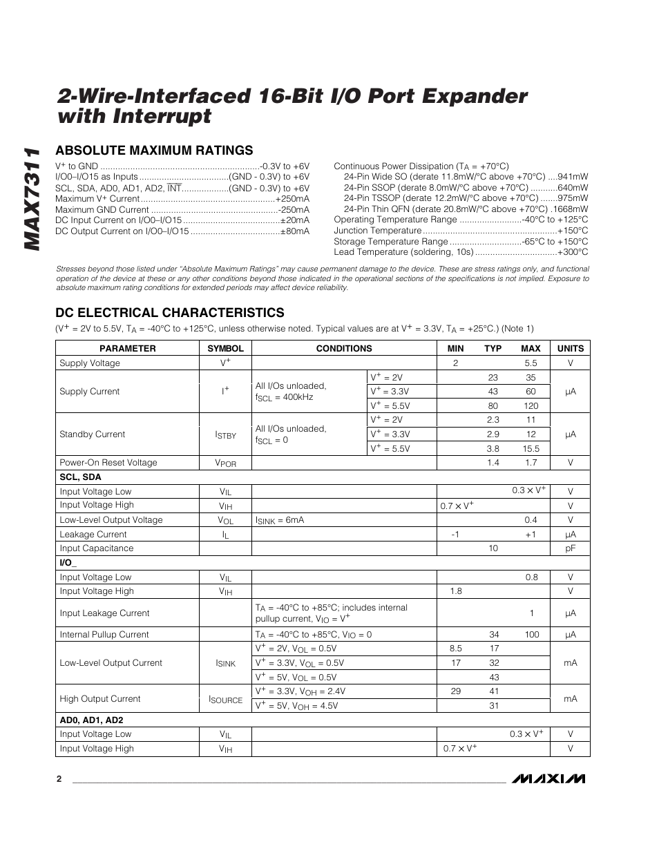 Rainbow Electronics MAX7311 User Manual | Page 2 / 17