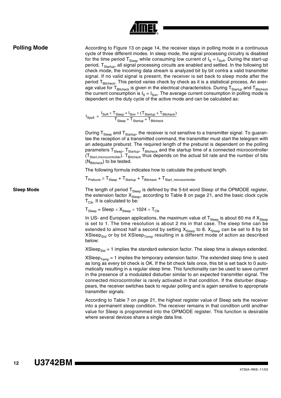 U3742bm, Polling mode | Rainbow Electronics U3742BM User Manual | Page 12 / 32