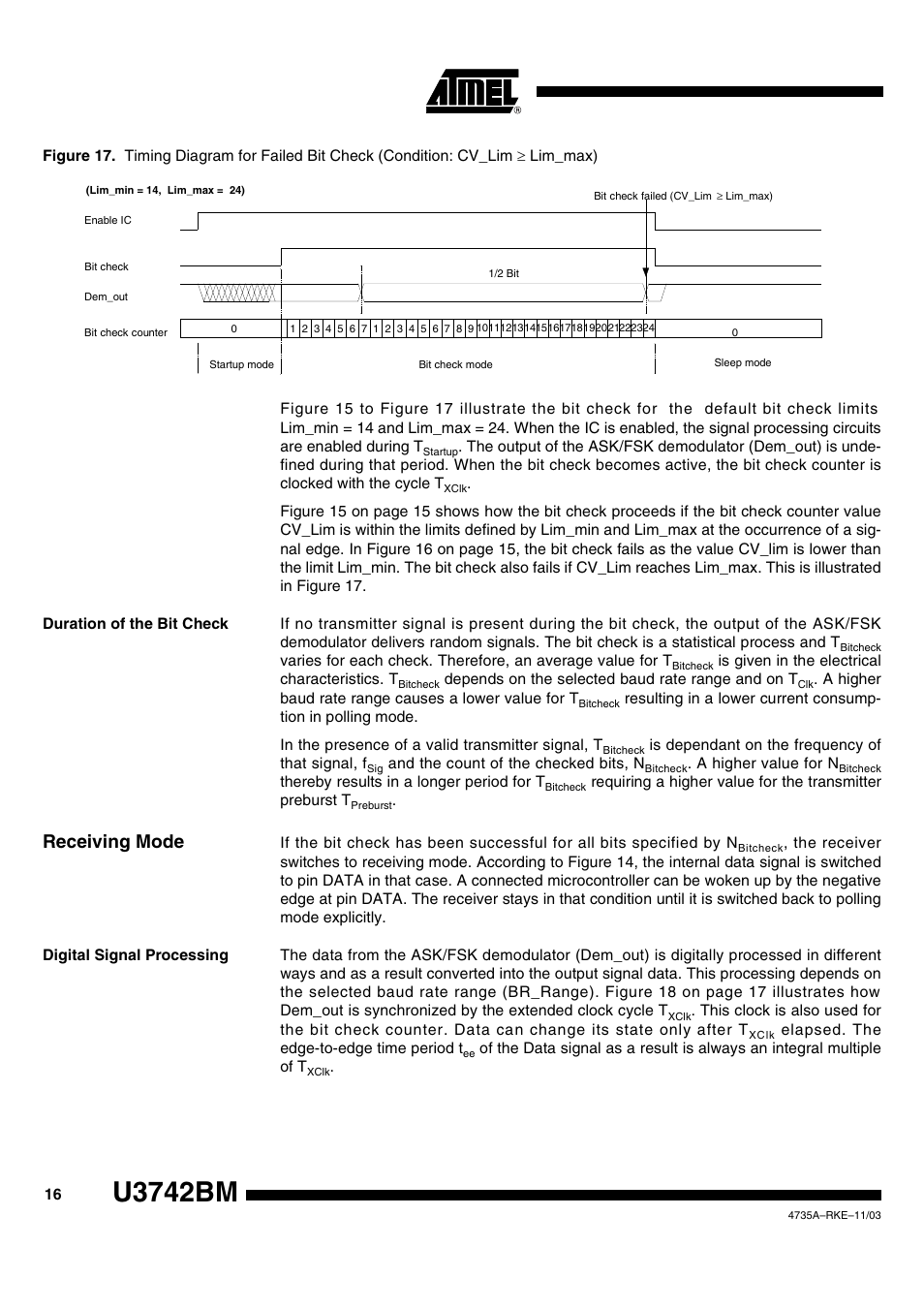 U3742bm, Receiving mode | Rainbow Electronics U3742BM User Manual | Page 16 / 32