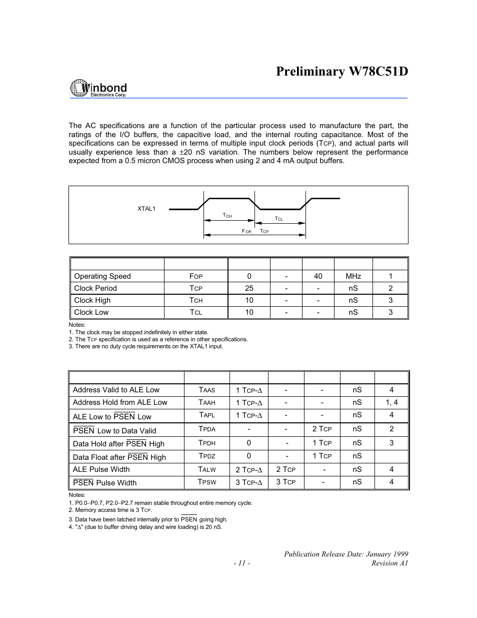 Preliminary w78c51d | Rainbow Electronics W78C51D User Manual | Page 11 / 18