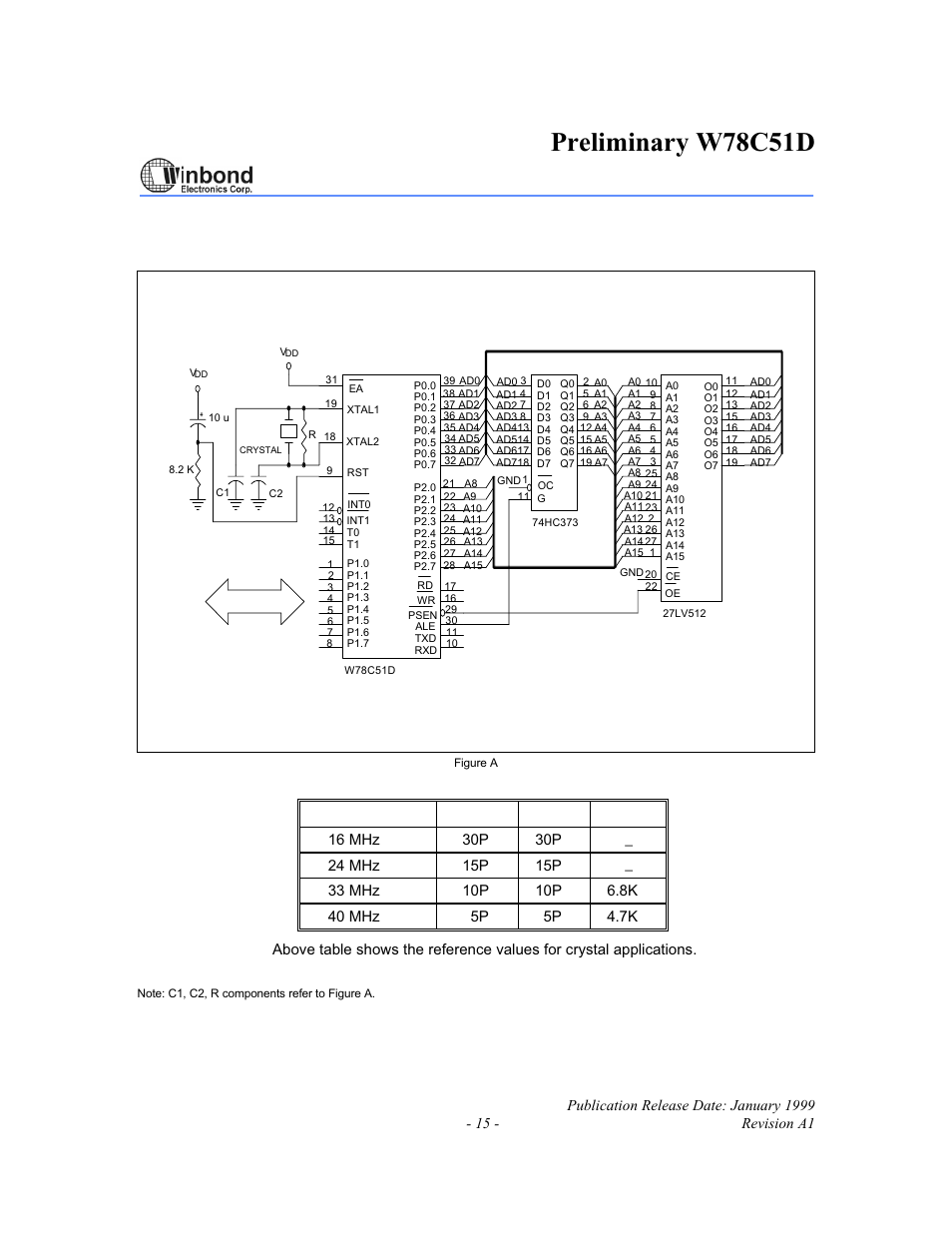 Preliminary w78c51d, Application circuits | Rainbow Electronics W78C51D User Manual | Page 15 / 18