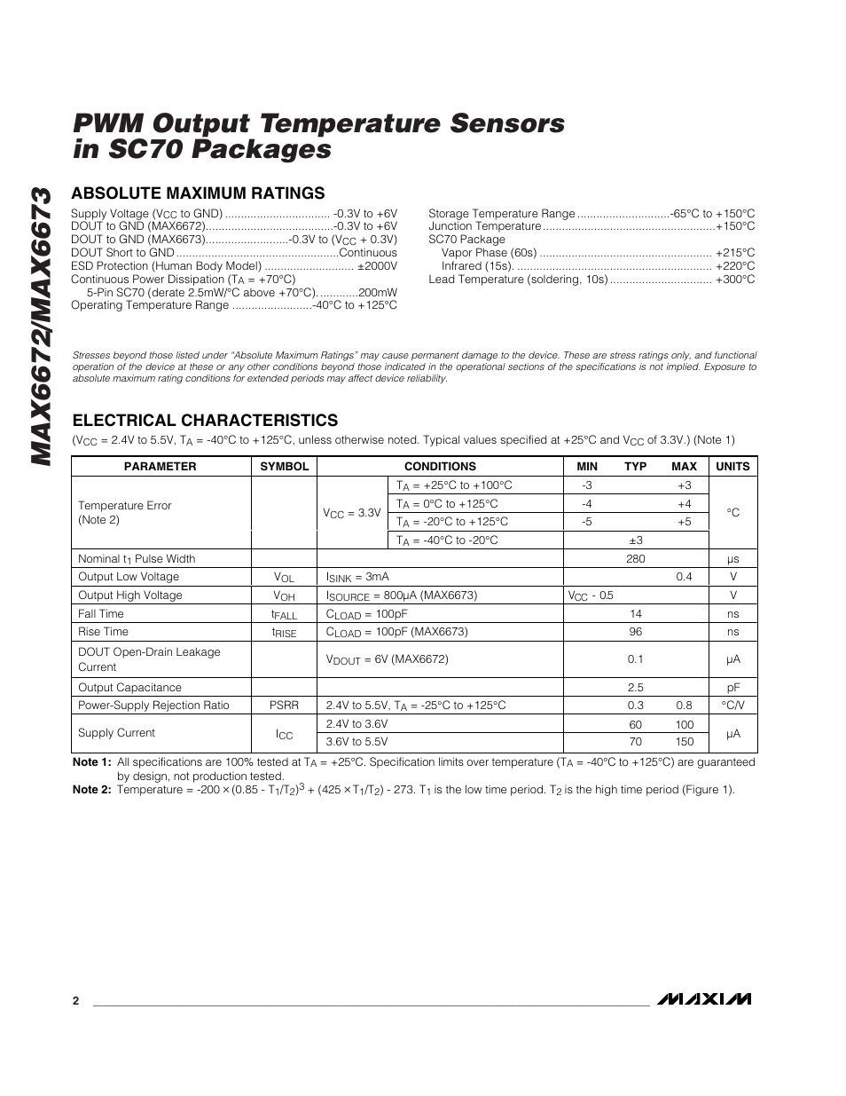 Rainbow Electronics MAX6673 User Manual | Page 2 / 6