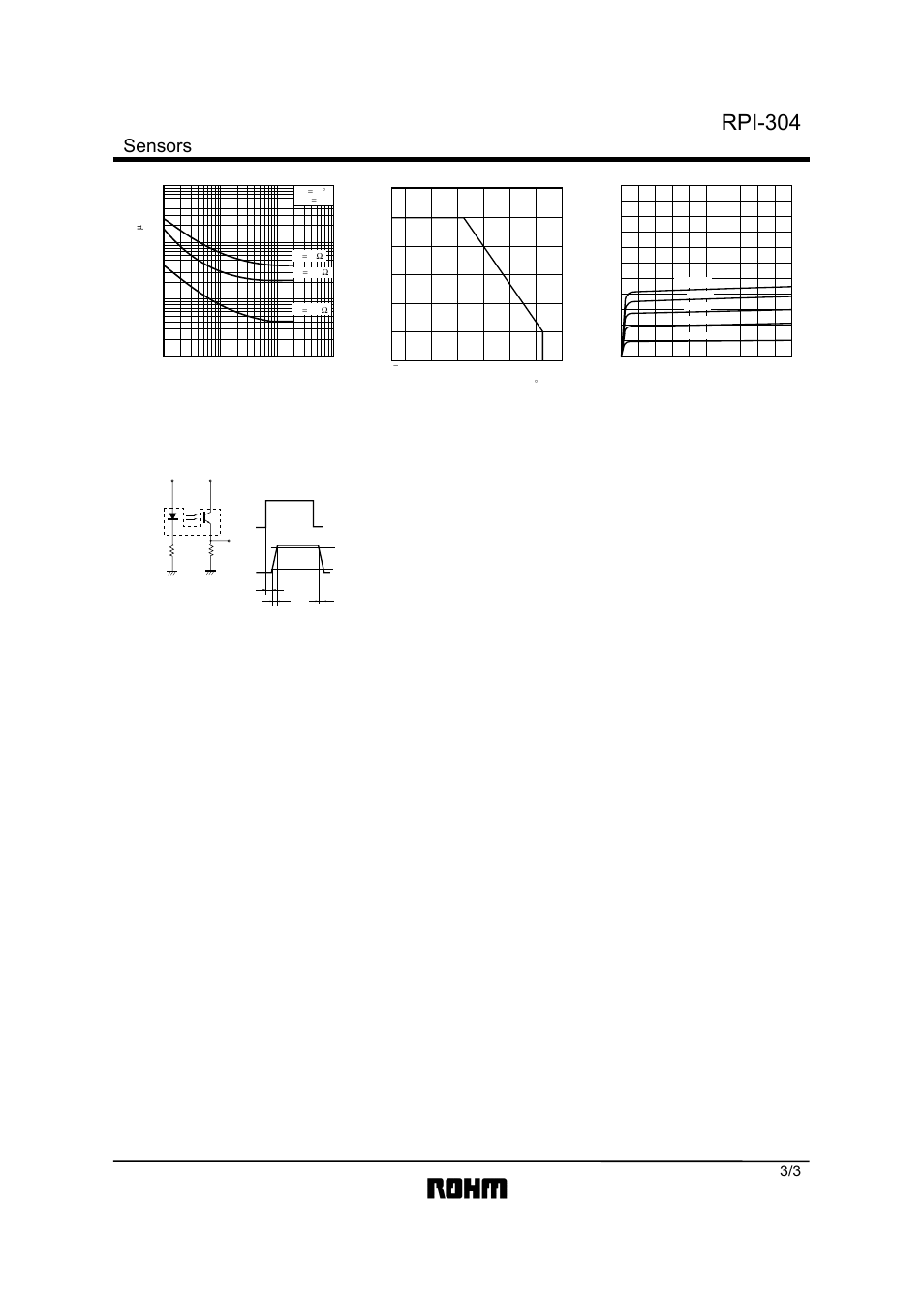 Rpi-304, Sensors, Fig.7 response time vs. collector current | Fig.8 forward current falloff, Fig.9 output characteristics, Fig.10 response time measurement circuit | Rainbow Electronics RPI-304 User Manual | Page 3 / 3