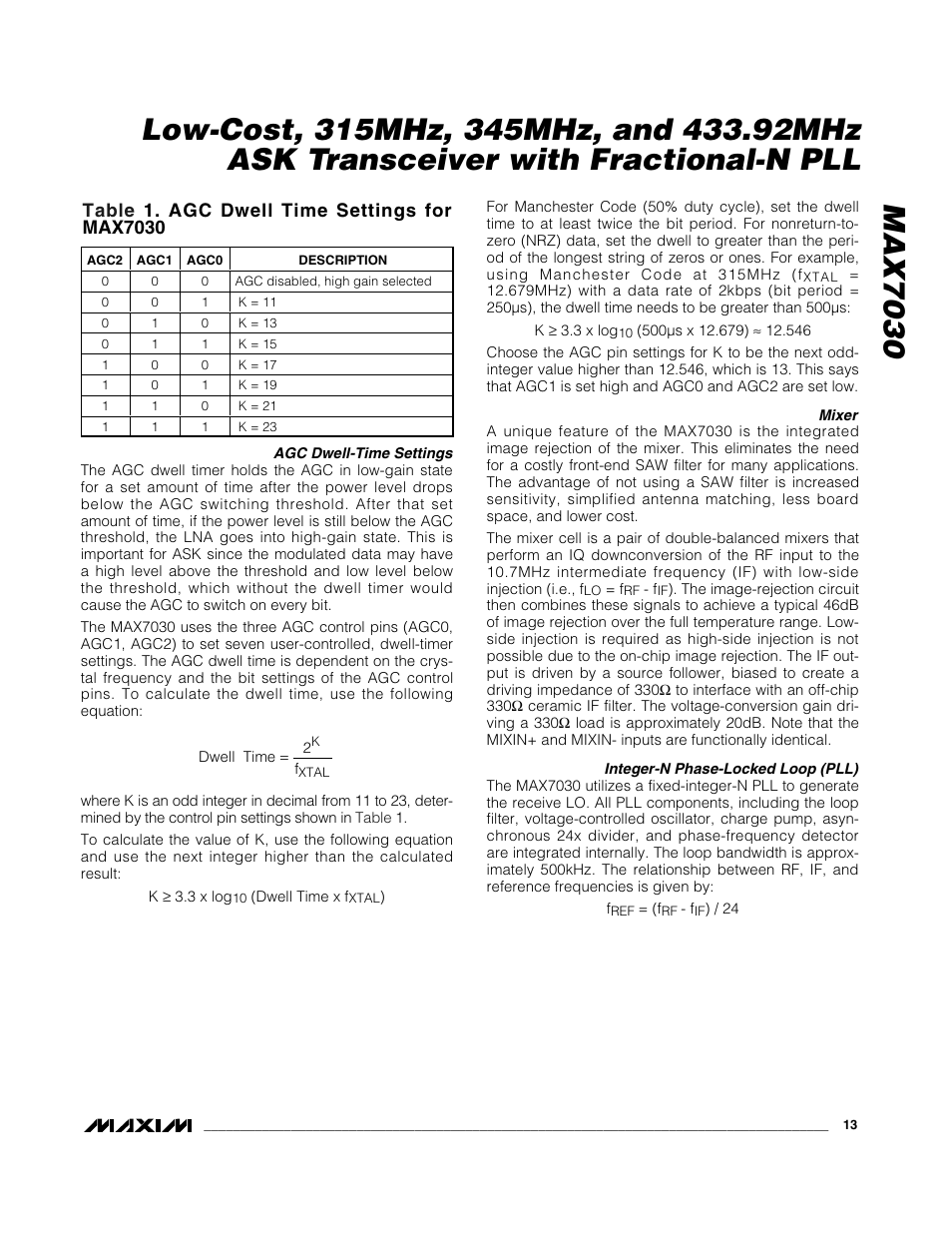 Rainbow Electronics MAX7030 User Manual | Page 13 / 20