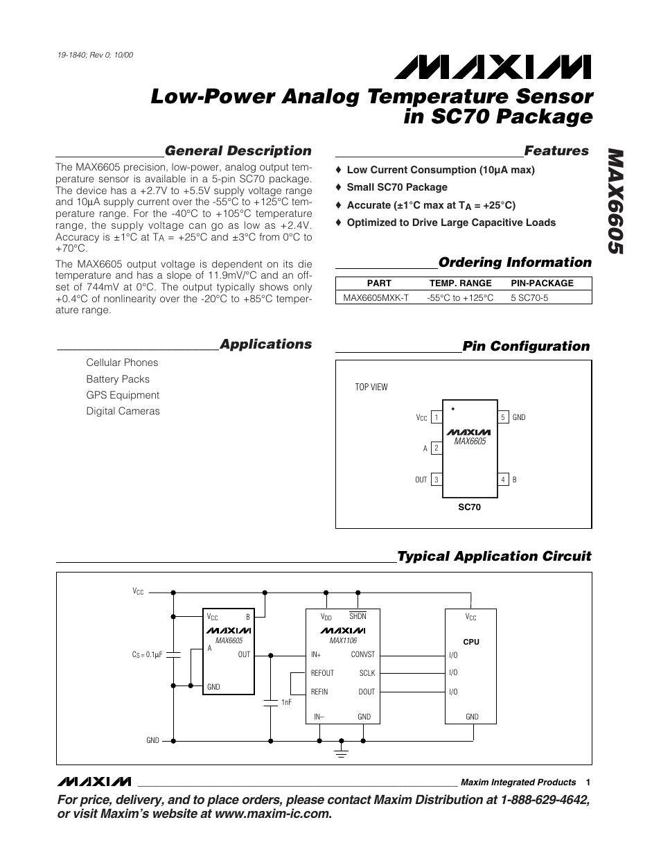 Rainbow Electronics MAX6605 User Manual | 5 pages