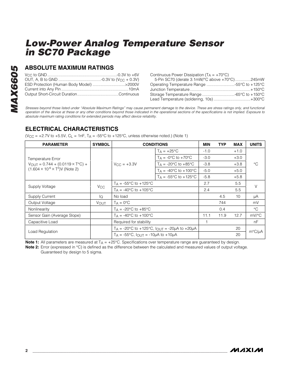 Rainbow Electronics MAX6605 User Manual | Page 2 / 5