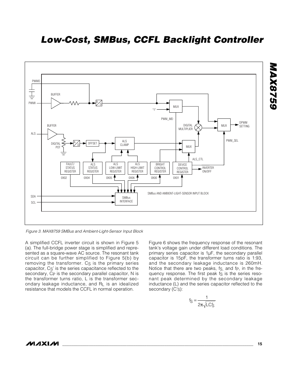 Max8759 low-cost, smbus, ccfl backlight controller | Rainbow Electronics MAX8759 User Manual | Page 15 / 31