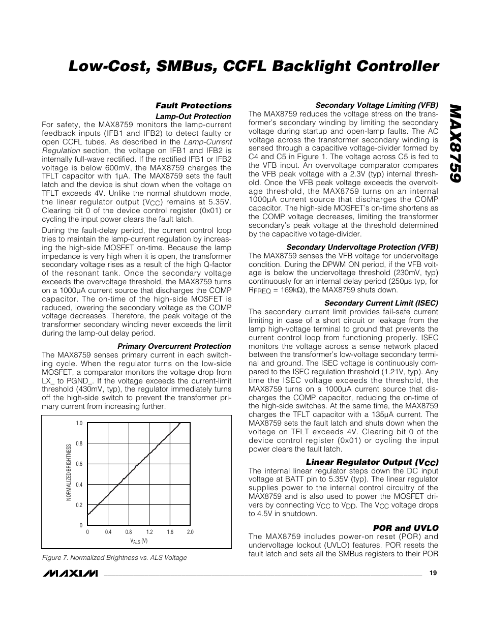 Max8759 low-cost, smbus, ccfl backlight controller | Rainbow Electronics MAX8759 User Manual | Page 19 / 31