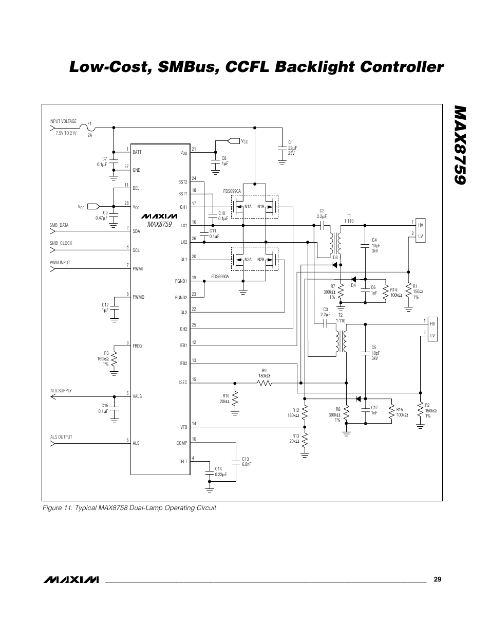 Max8759 low-cost, smbus, ccfl backlight controller, Max8759 | Rainbow Electronics MAX8759 User Manual | Page 29 / 31