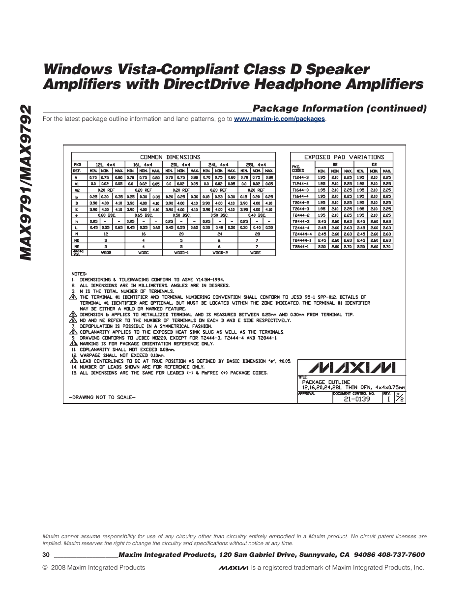 Rainbow Electronics MAX9792 User Manual | Page 30 / 30