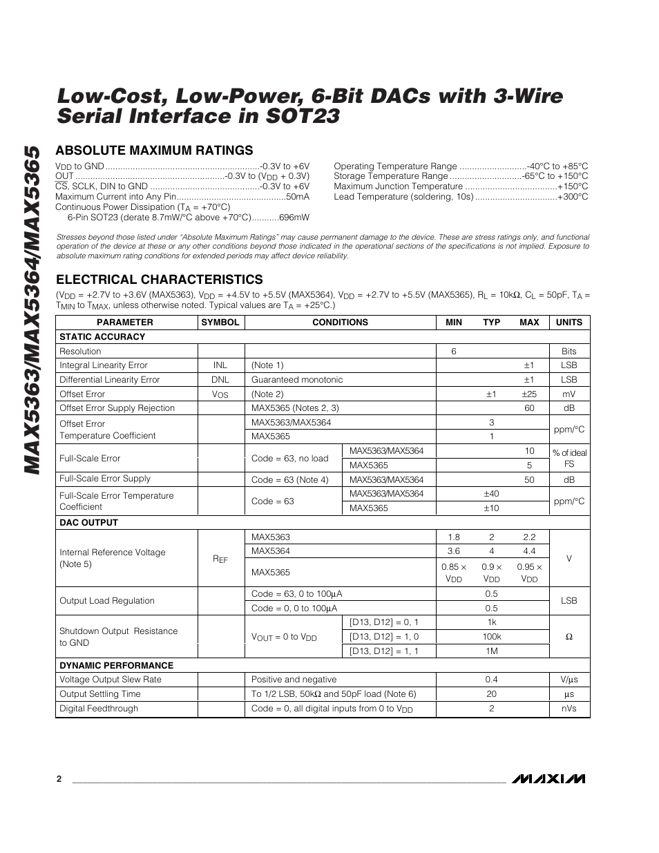 Rainbow Electronics MAX5365 User Manual | Page 2 / 12