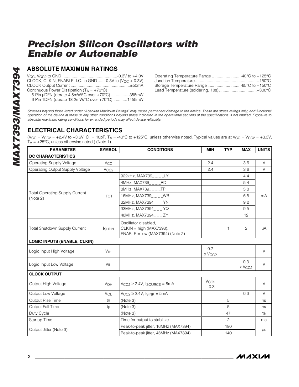 Rainbow Electronics MAX7394 User Manual | Page 2 / 9