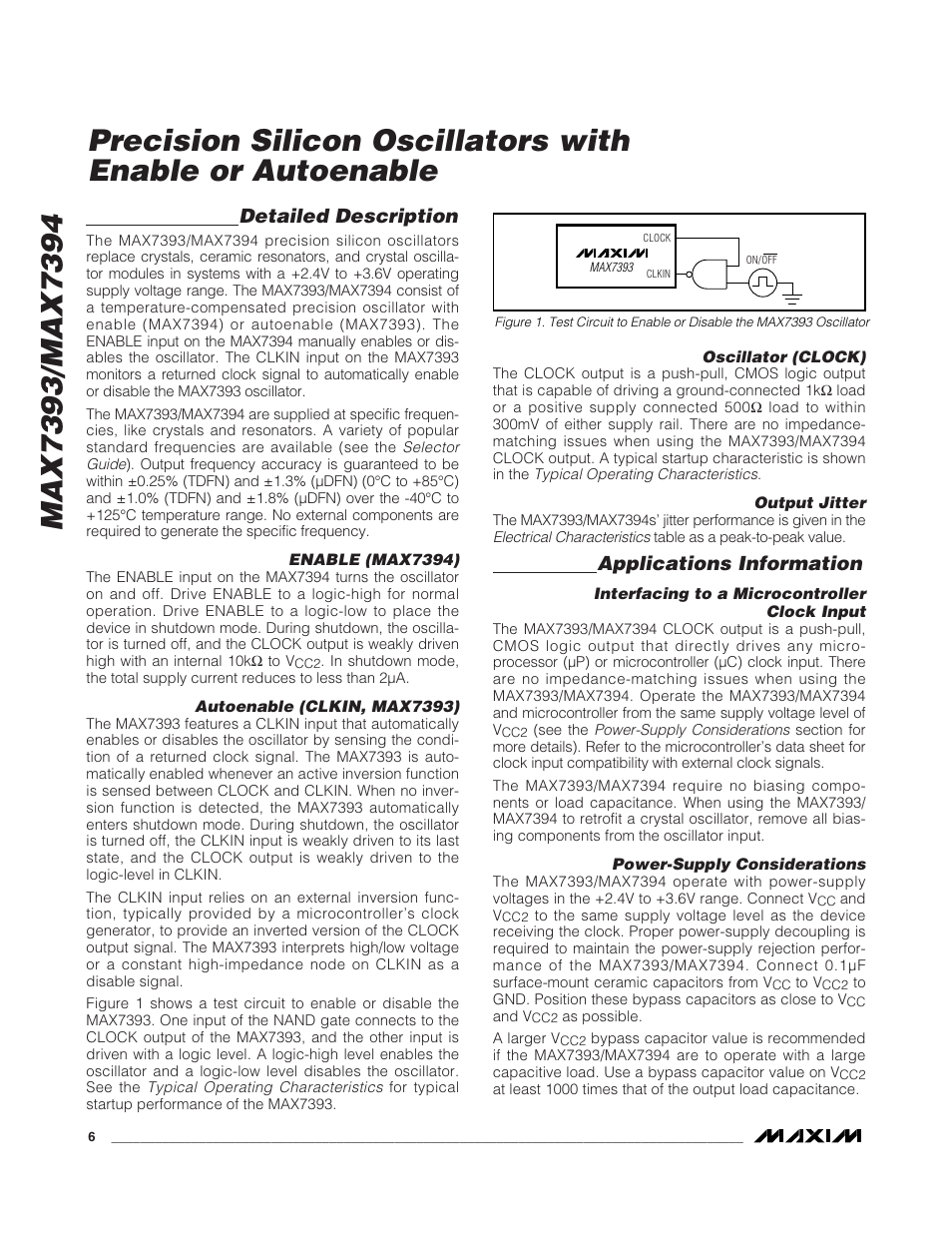 Detailed description, Applications information | Rainbow Electronics MAX7394 User Manual | Page 6 / 9