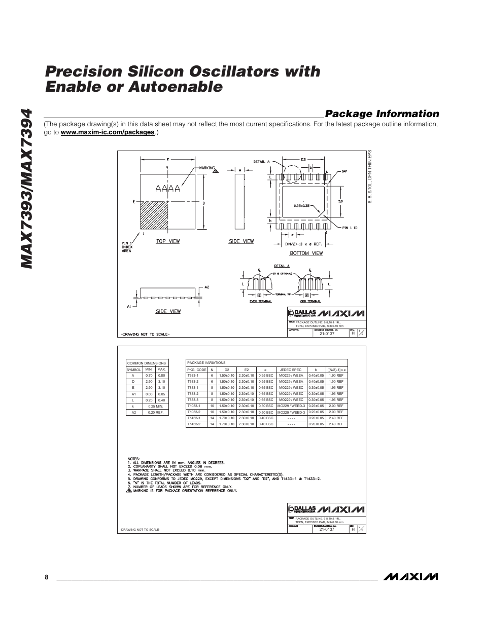 Package information | Rainbow Electronics MAX7394 User Manual | Page 8 / 9