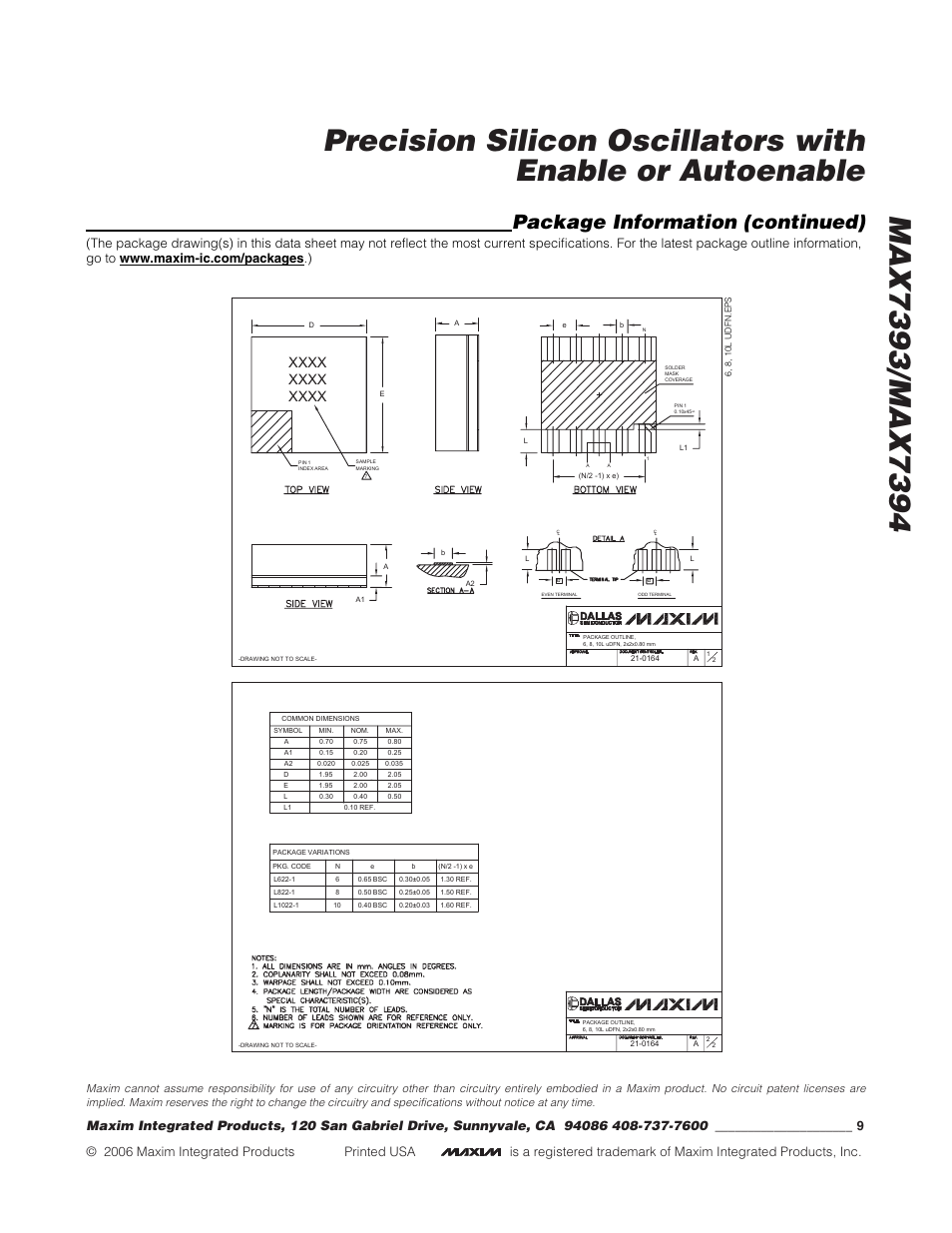 Package information (continued), Springer | Rainbow Electronics MAX7394 User Manual | Page 9 / 9